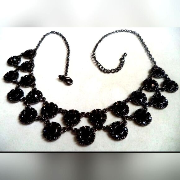 VINTAGE ESTATE RHINESTONE DBL ROW 18.5" NECKLACE - Picture 1 of 1